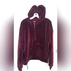 Half-zip Velour pullover Hoodie Jacket with hand pockets